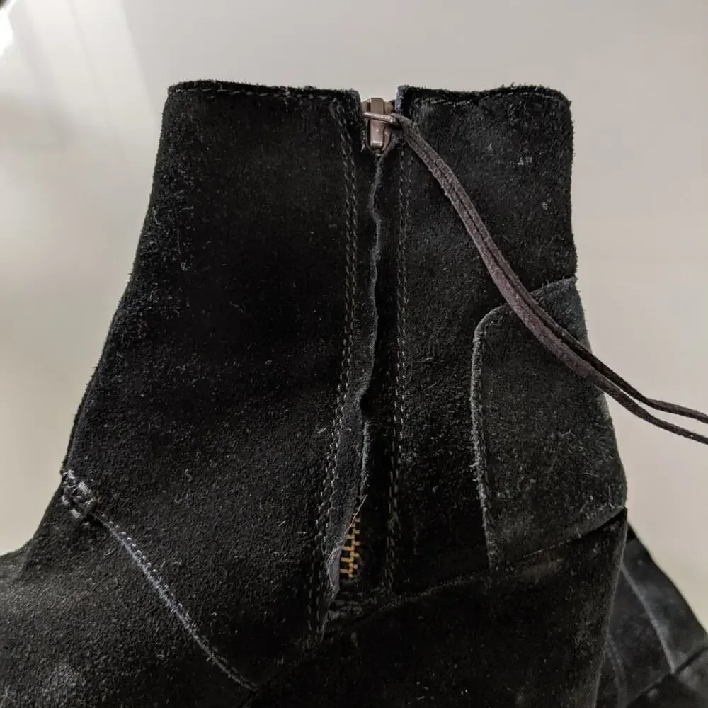 Toms Black Suede Wedge Desrhi Side Zip Booties - Picture 6 of 8